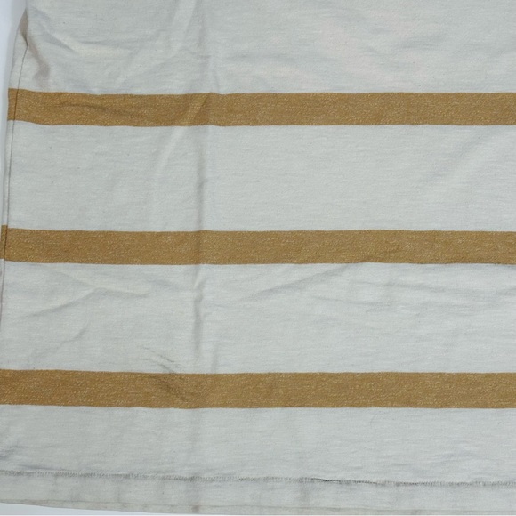 GAP T-shirt SHORT SLEEVE men’s shirt CREAM GOLD striped shirt CREWNECK L - Picture 4 of 7